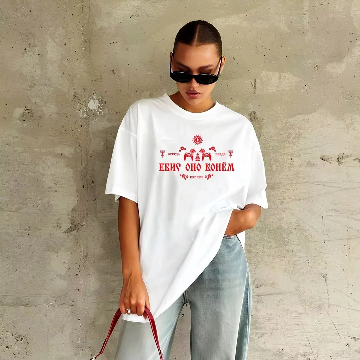 2026 New Loose T-shirt style artistic letters Summer casual Y2K street minimalist loose-fit top Streetwear