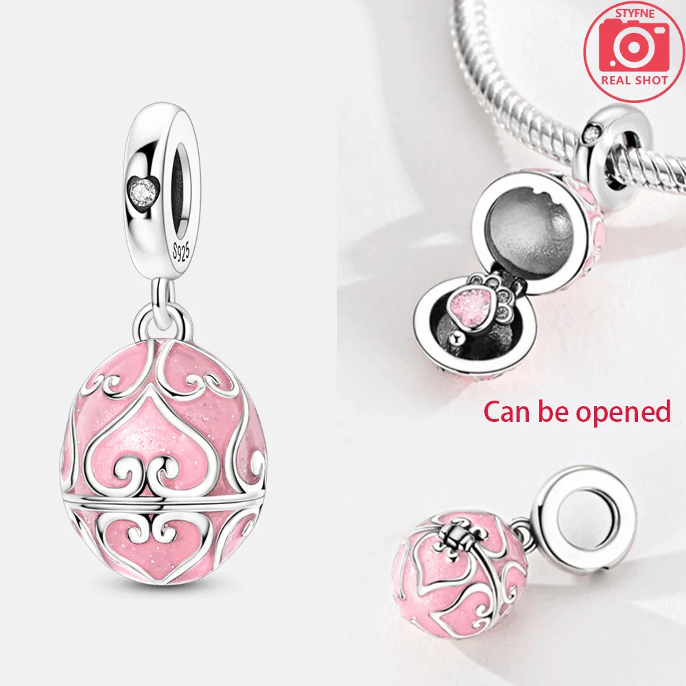 Original 925 Silver Blue Butterfly Pendant Leaf Clover Pink Paw Print Pendant Beads Fit Bracelet Women Fine Gift Accessory
