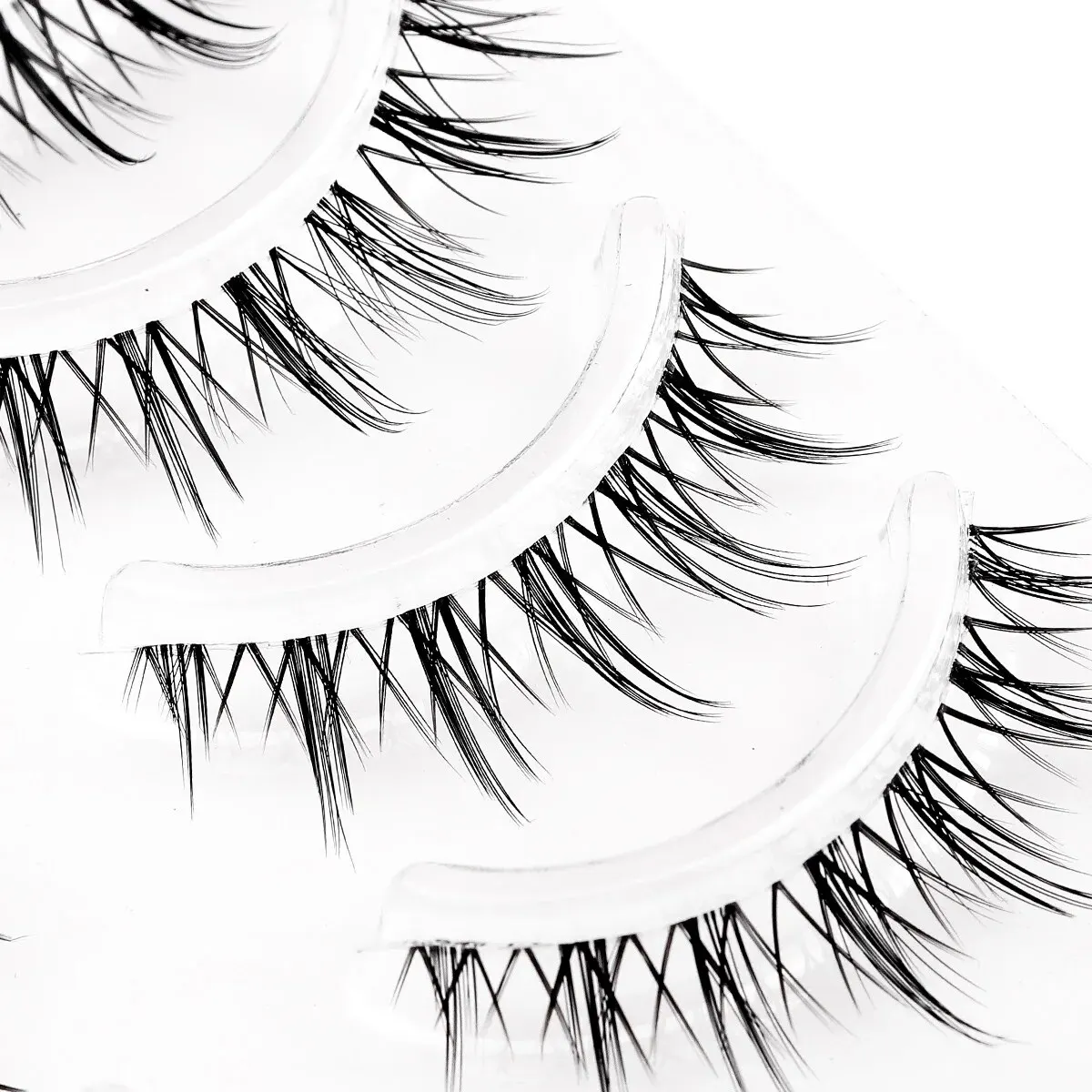 New 5 Pairs False Eyelash 3D Lashes Manga Clear Band Wispy Small Flame Under False Lashes Strip Natural Bottom Eyelashes Korean