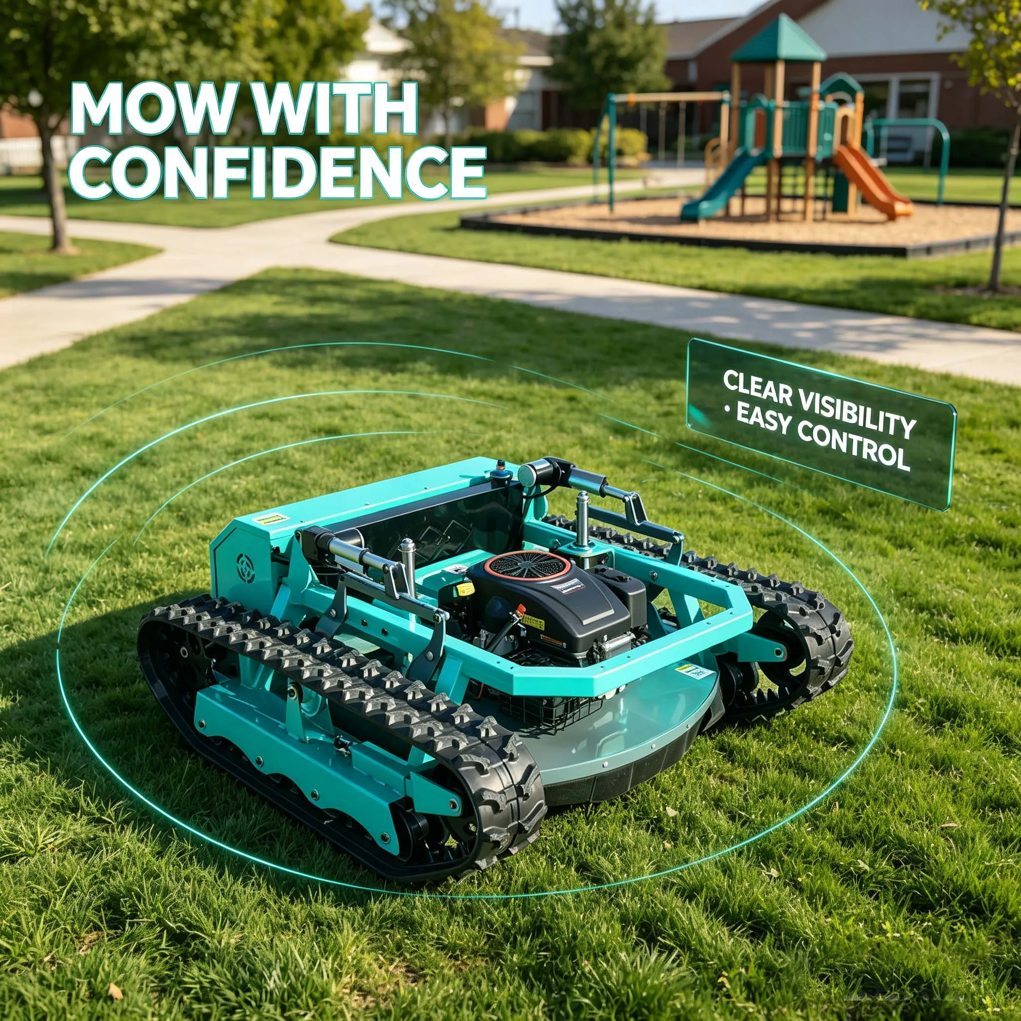 High Traction Crawler Remote Lawn Mower Thickened Cutting Blade For Complex Outdoor Lawn Maintenance