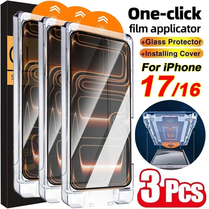 3-1 قطعة 8K HD الزجاج المقسى آيفون 17 برو ماكس 17 الهواء 17pro حامي الشاشة سهلة التركيب صندوق خالي من الغبار آيفون 17 16 برو ماكس