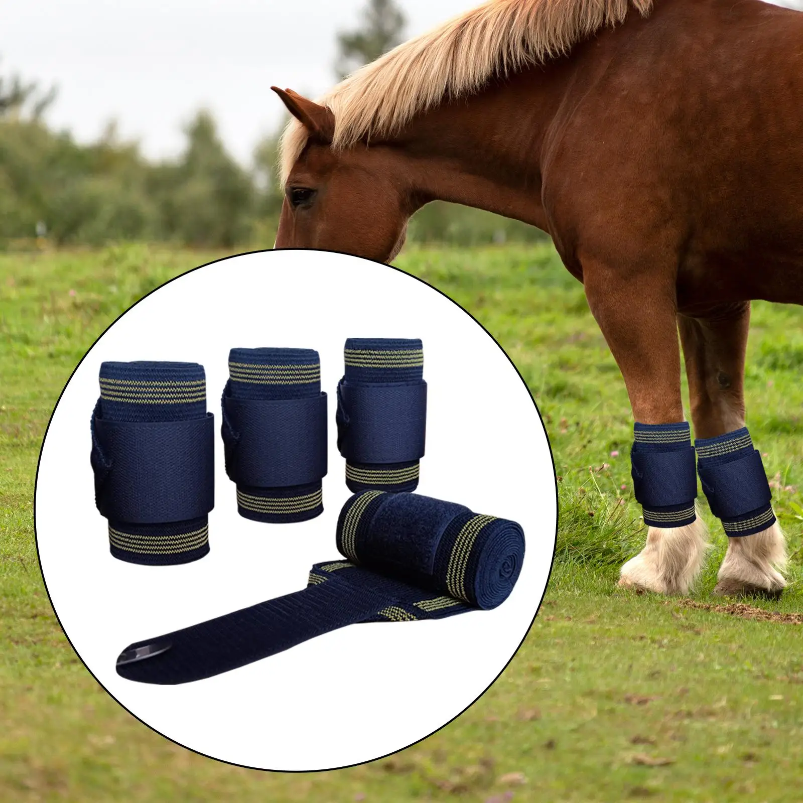 4Pcs Horse Leg Wraps Sticky Strap Equestrian Equipment Horse Boot Wrap Horse Leg Protection Leg Guards for Training Exercising