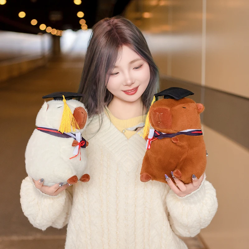 2025 New Cartoon Graduation Capybara Plush Doll Animal Stuffed Doctoral Cap Graduation Plush Toy Commemorative Gift For Students
