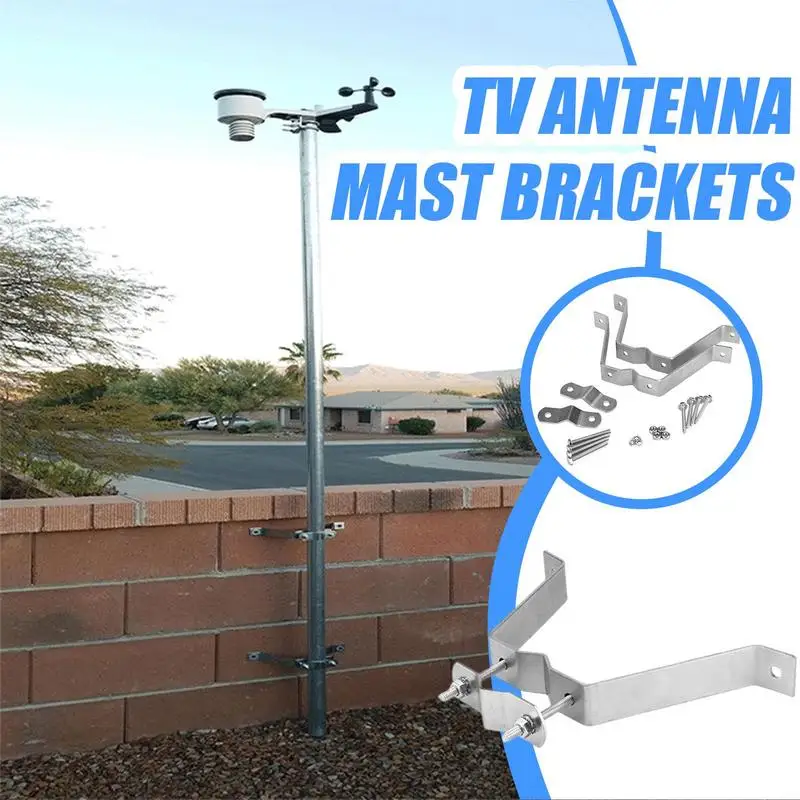 

Pole Mount Bracket Heavy Duty Antenna Pole Mast Bracket Set Of 2 Weatherproof Mounting Hardware Home Improvement Tool For Wall