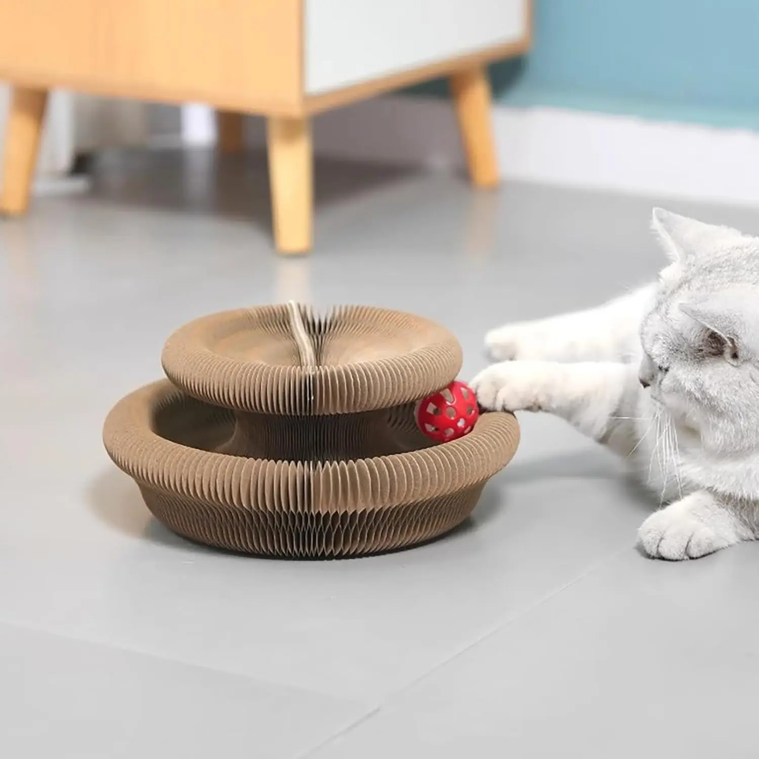 Kitty Kurlz Katzenspielzeug, Marlene Kitty Kurlz, Curls Katzenspielzeug, Magisches Organ-Katzen-Kratzbrett-Spielzeug, Interaktives Katzenball-Spielzeug – Detail 8
