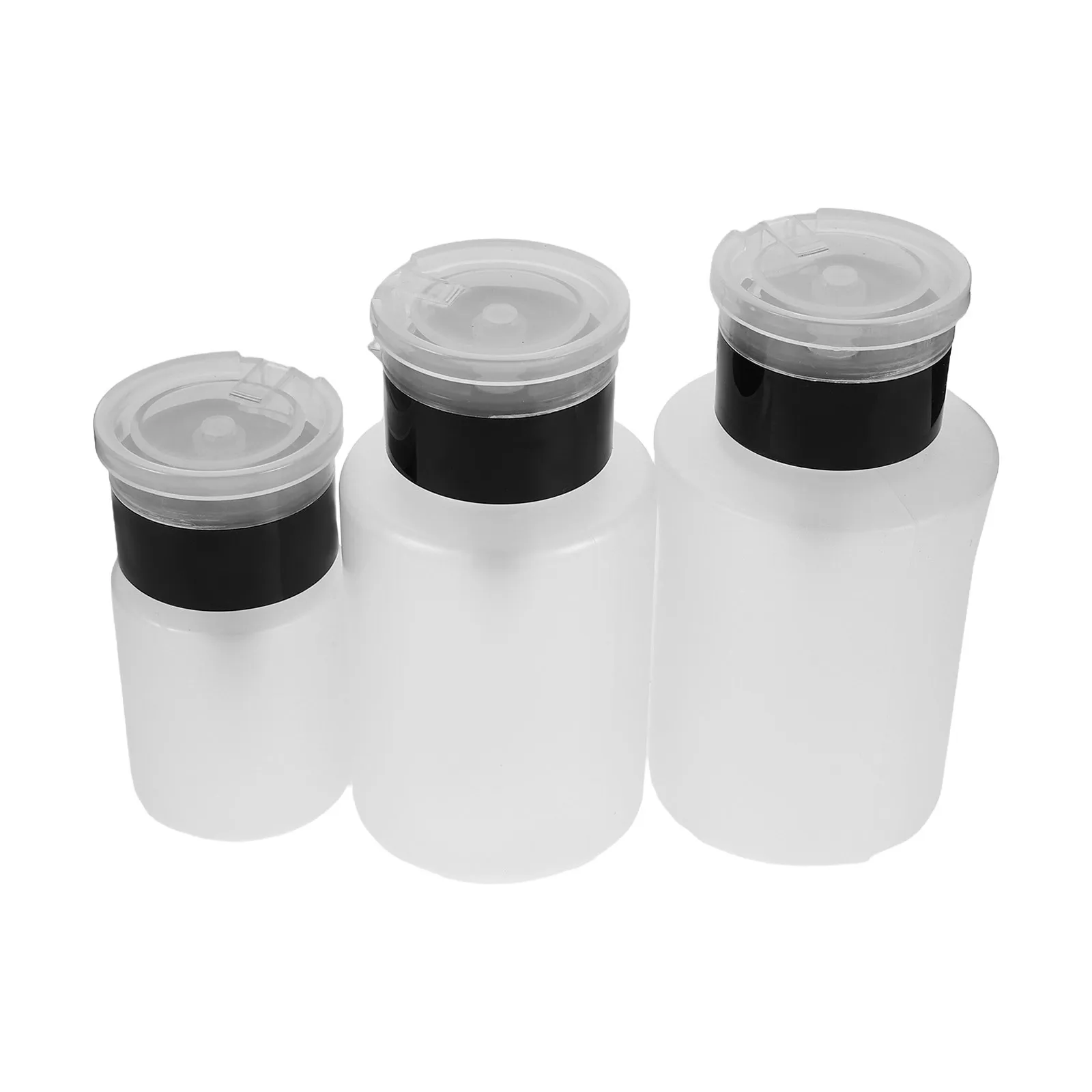 3pcs Nail Polish Remover Dispenser 60Ml 150Ml 180Ml Empty Makeup Pump Bottles Spillproof Push Down Top For Salon Travel Home Use