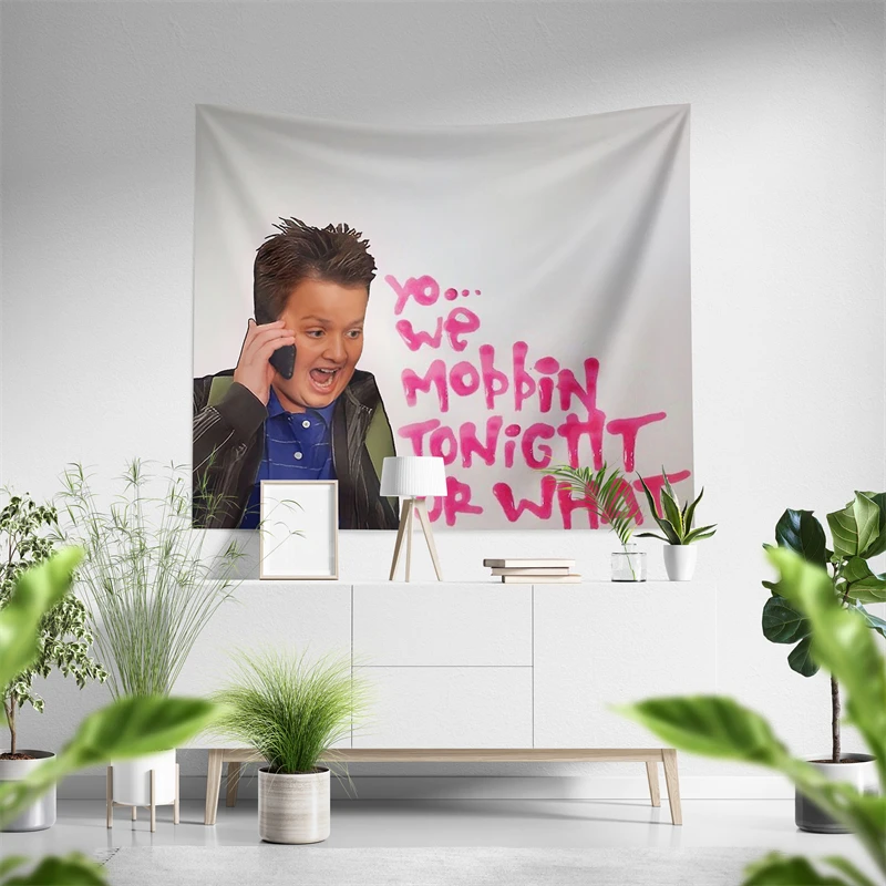 Aertemisi Gibby Yo We Mobbin Tonight or What Tapestry Wall Hanging Art for Bedroom Living Room College Dorm Party Backdrop Home