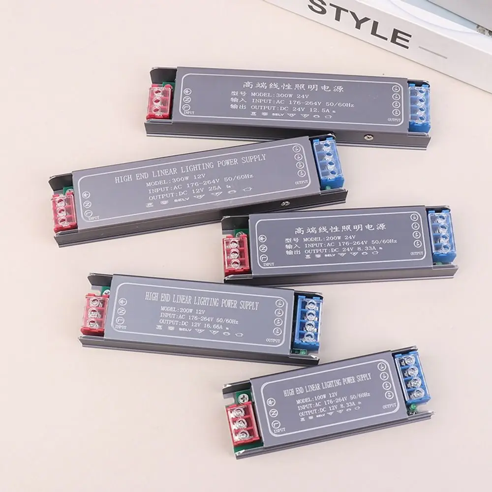 1Pcs DC 12V 24V Switching Power Supply AC100-264V 60-400W LED Light Driver Ultra Thin Aluminum Profile LED Driver Power Supply