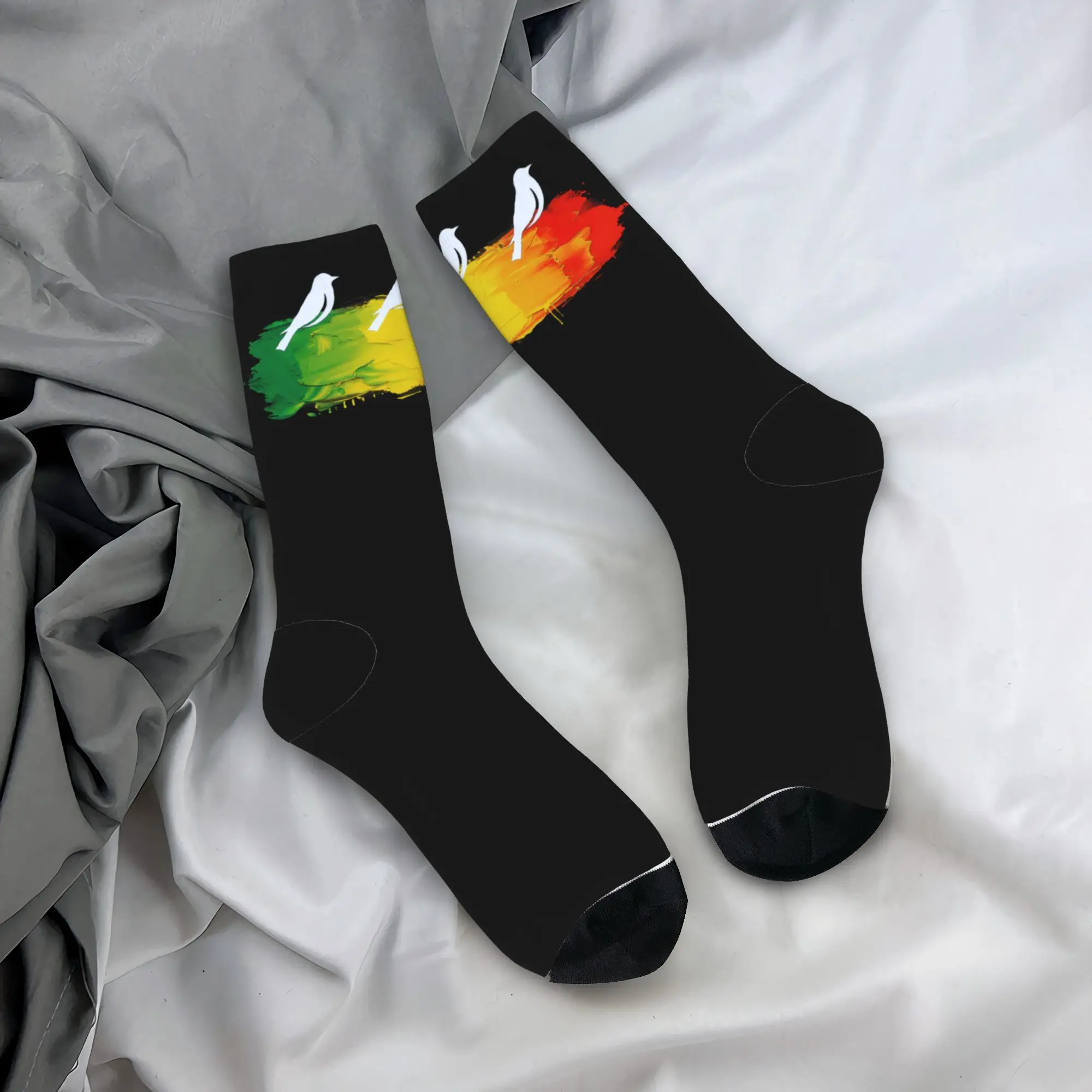 Bobs Marleys Stockings Three Little Birds  Funny Socks Men Breathable Socks Autumn Outdoor Design Anti-Slip Socks Gift