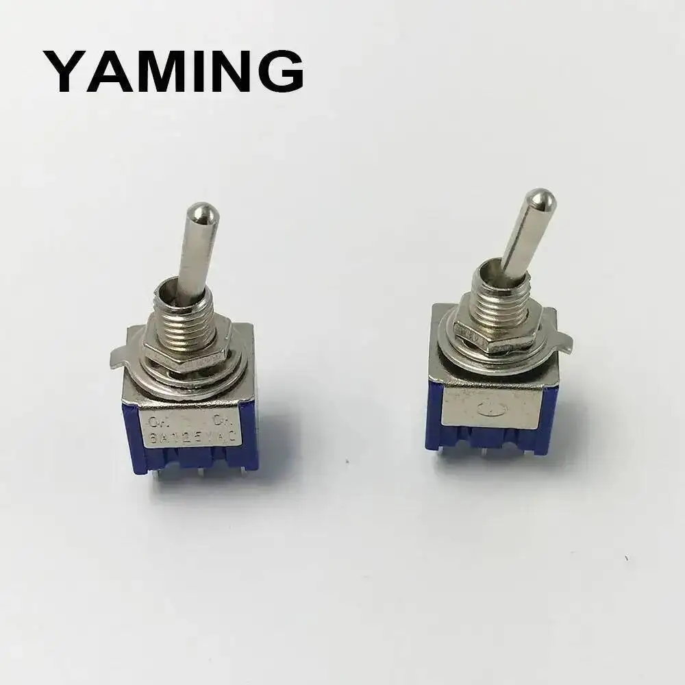 100pcs 6mm 2Position 6Pins Toggle Switch 2A 5A 6A 250V Rocker Switch For Motor Car Boat MTS202