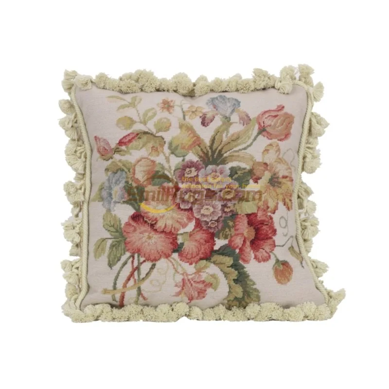 camel needlepoint floral pillow  Collection  woven  Country French soft set hand embroidery thickened embroidered cushions