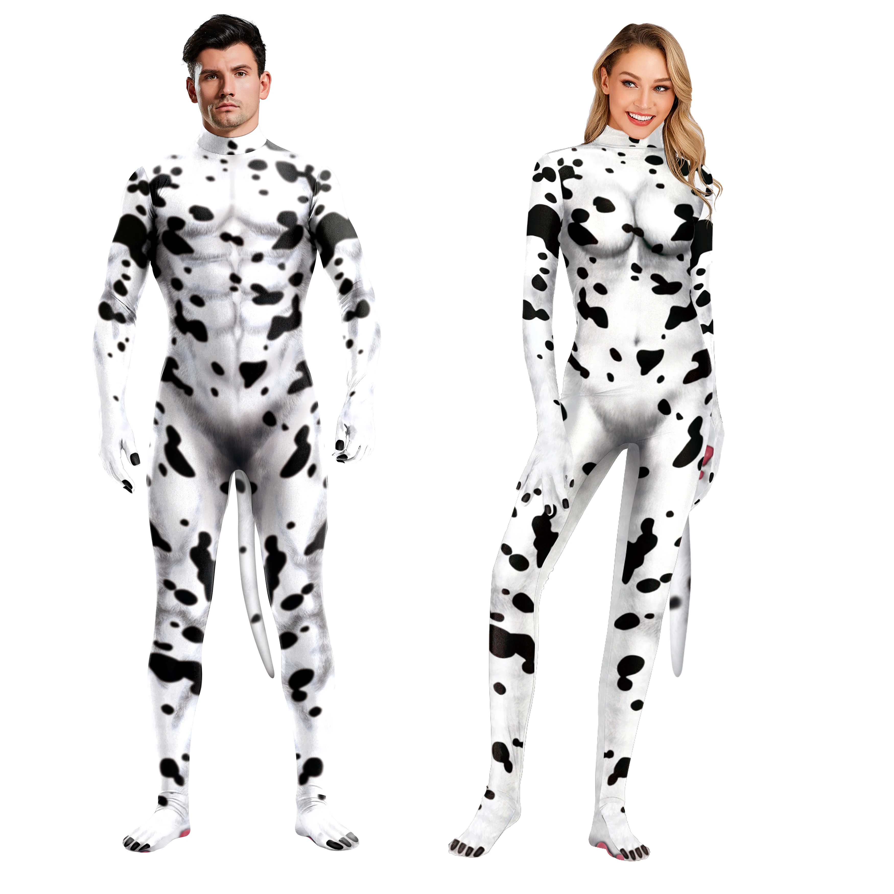 할로윈 전체 코스프레 의상 의류 동물 Catsuits MilkCow 3D 인쇄 판타지 점프 슈트 성인 Unisex Zentai Suit Bodysuit