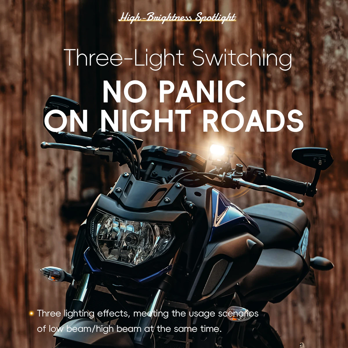 2PCS Motorcycle LED Lens Spotlight Auto Front Grille Spot Light White Yellow High/Low Beam Headlight Driving Lamp With Brackets