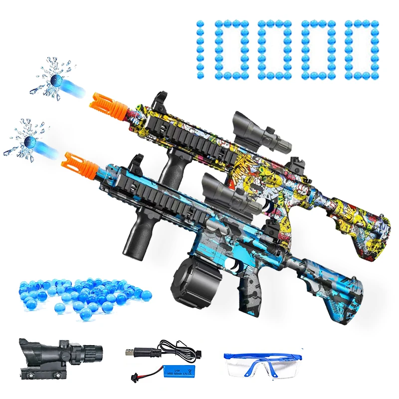 New Kids Outdoor Toys M416 Electric Splatter Gun Gel Ball With 10000 Eco-Friendly Water Beads Goggles