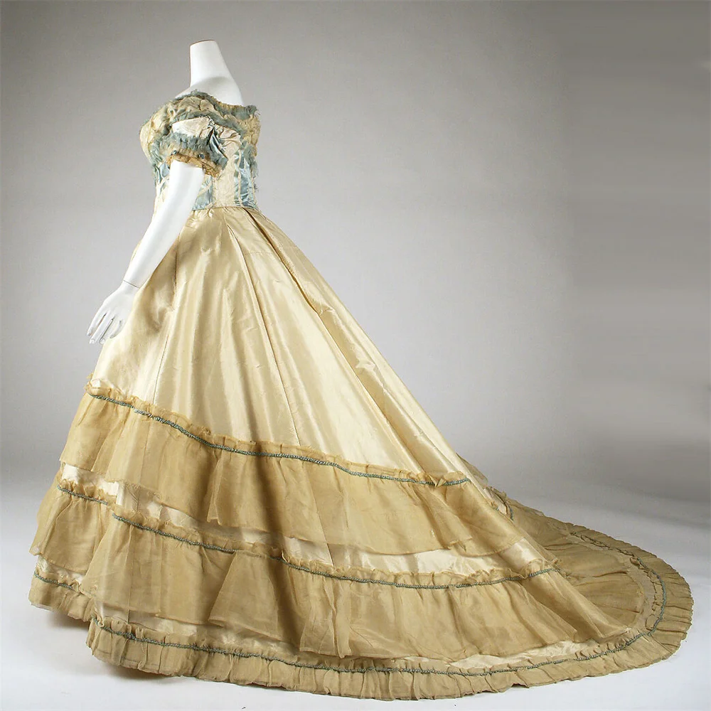 1870s Afternoon Retro Walking Dress Victorian Edwardian Costume Civil War Southern Belle Wedding Ball Gown