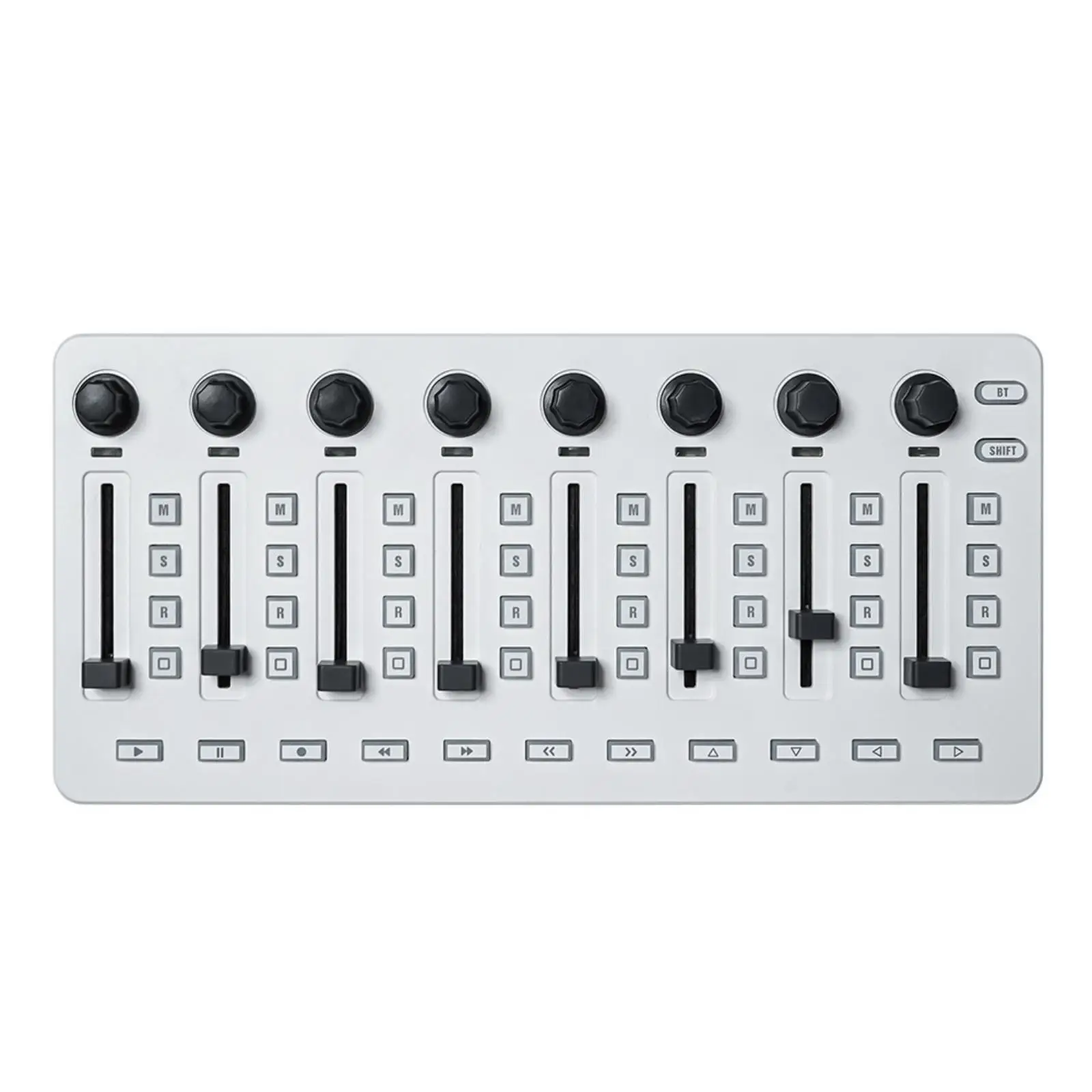 Space Saving MIDI Control Surface with 8 Faders and Knobs for Panning Volume and Parameter Tweaking in Studio