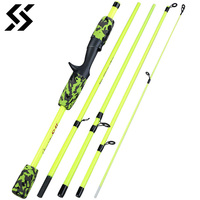 Sougayilang 5 Section Spinning Casting Fishing Rods Ultralight Weight Glass Fiber for Travel Freshwater Saltwater Fishing Pesca
