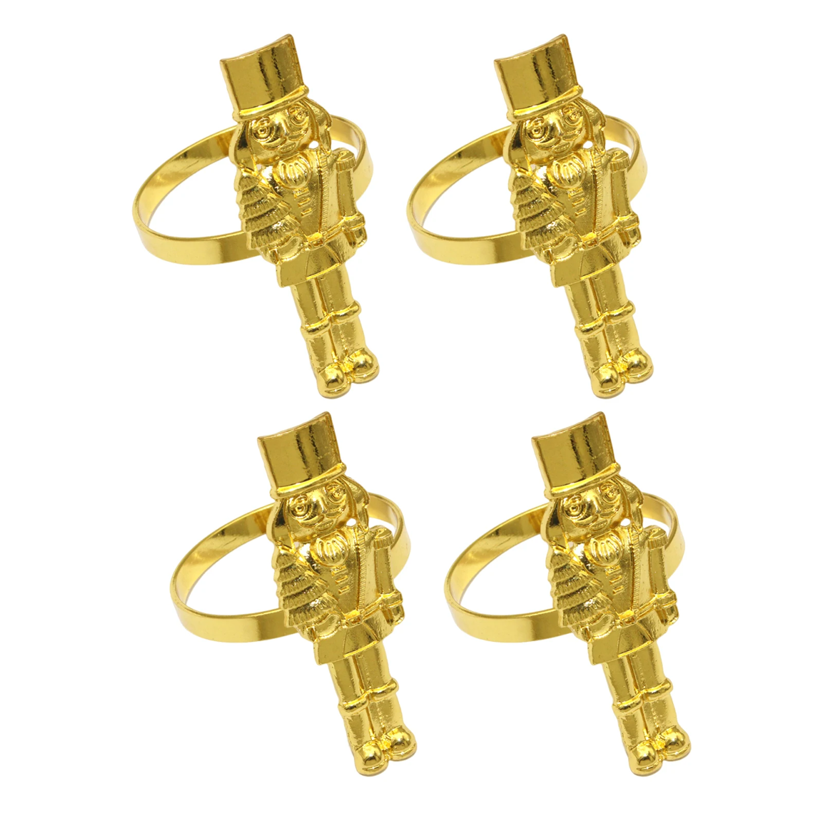 

4Pcs Nutcracker Napkin Holders Gold Alloy Reusable Tableware for Christmas Decor Festive Holiday Gatherings Elegant Napkin Ring
