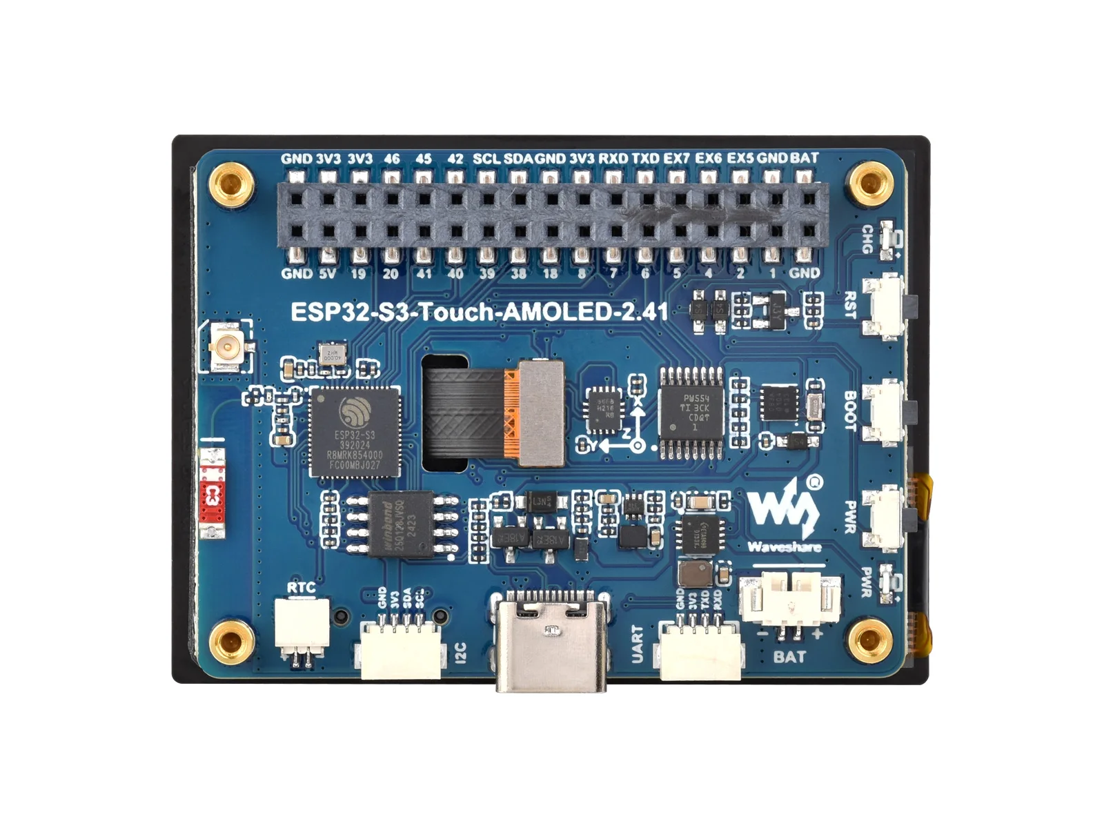 ESP32-S3 Placa de desenvolvimento de tela de toque AMOLED de 2,41 polegadas, 600 × 450, processador dual-core LX7 de 32 bits, acelerômetro e giros integrados