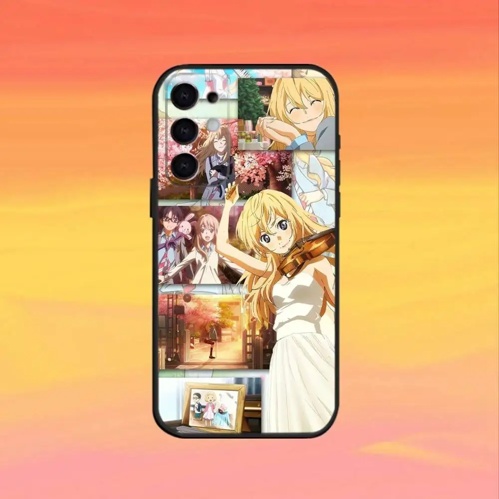 Funda de teléfono de cómic Y-Your L-lie IN APRIL para Samsung S25, S24, S21, S22, S23, S30, Ultra, S20, Plus, Fe, Note, funda negra de 5G