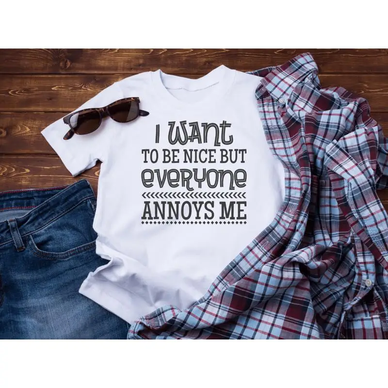 Mens I Want To Be Nice But Everyone Annoys Me Tshirt Funny Introvert Graphic Tee