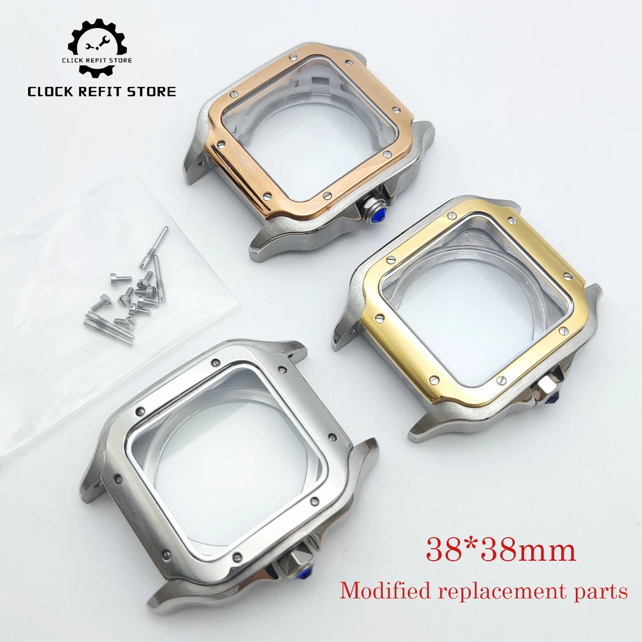 Exhibition Caseback - 38mm Square NH35 Watch Case Sapphire
