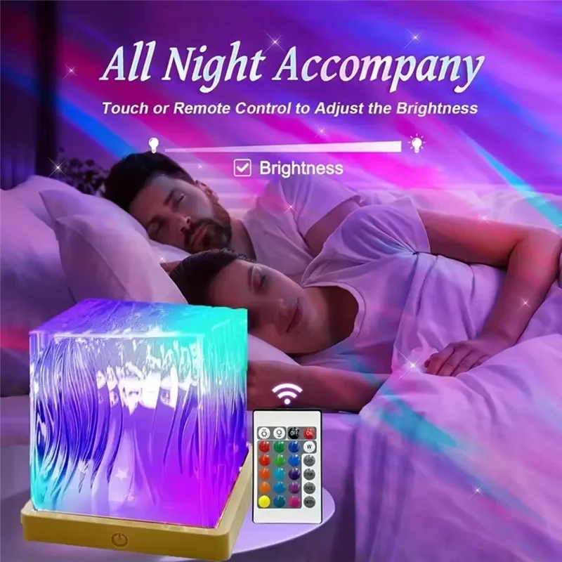 

RALCA-USB перезаряжаемая RGB-кубная лампа Northern Lights с дистанционным управлением, 16-цветный проектор водяного света для декора стен спальни