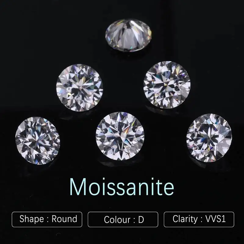 

100% LUSTER 0.5-2CT White D Color Round Cut VVS1 Moissanite Stone Loose For Jewelry Making With GRA Certificate