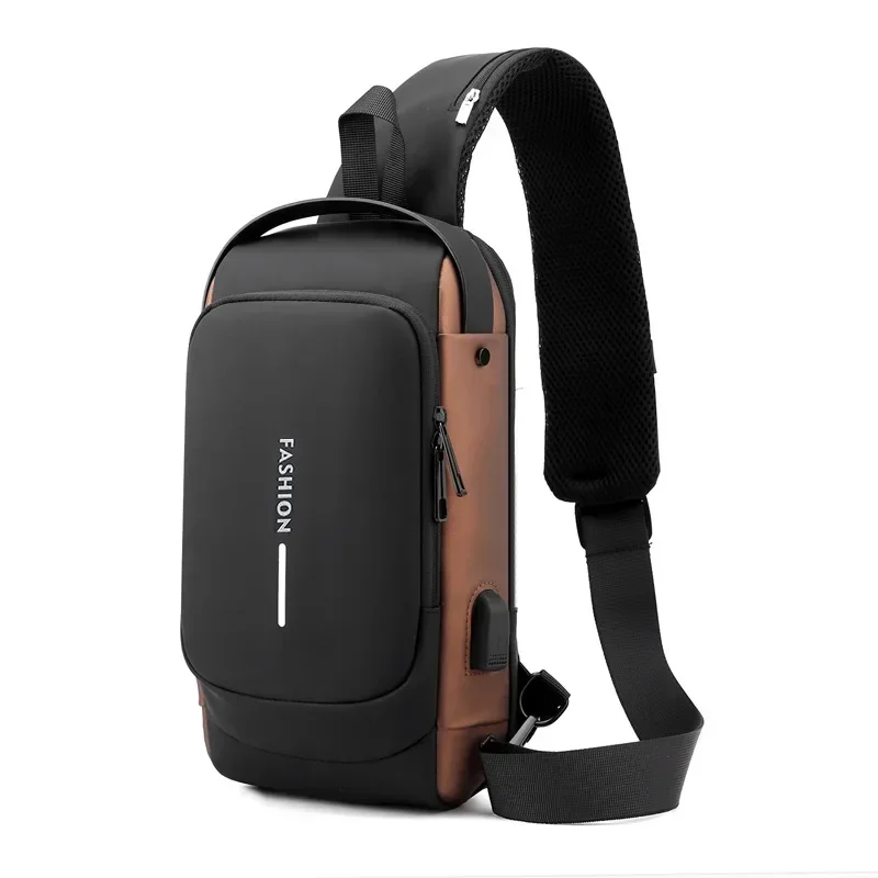 Crossbody Bag Men\'s 2024 Trendy Brand Fashion Breast Bag Tooling Locomotive Backpack Trendy Sports Waterproof Shoulder Bag