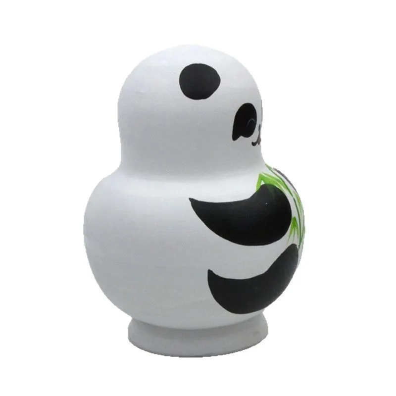 

Russian nesting doll - 10 layers, linden wood, belly baby, panda pattern, no bamboo on the back, hand-drawn