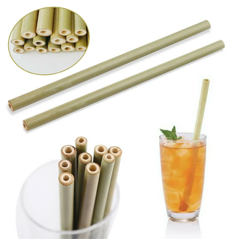 

15Pc/Set 20cm Bamboo Straw Reusable Drinking Straws For Party Birthday Wedding Bar Tool