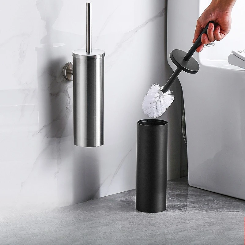 Floor-mounted stainless steel toilet brush with base bathroom wall-mounted toilet brush no dead ends toilet brush set