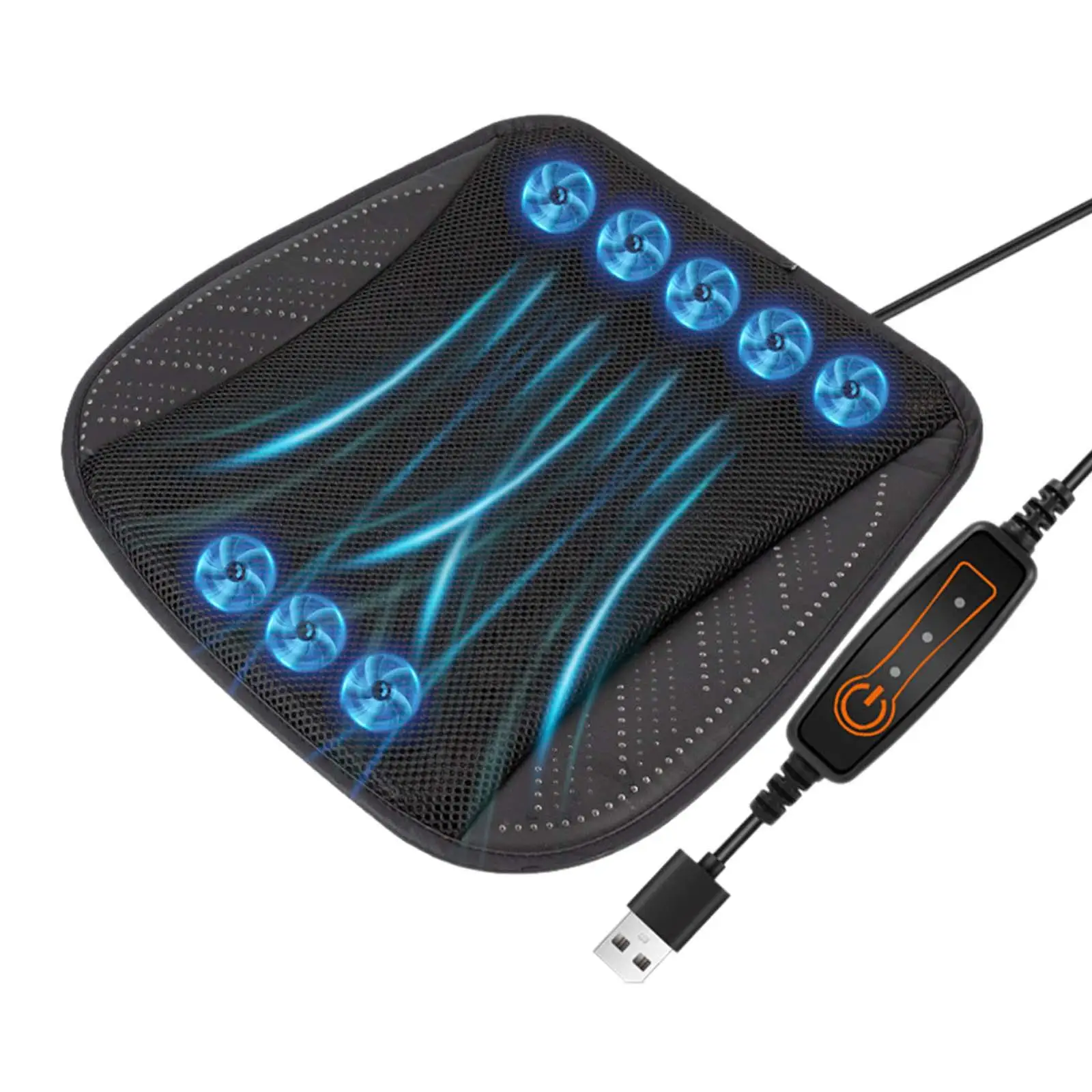 USB Cooling Seat Cushion Mesh Cotton Fan Ventilated Seat Pad Removable Breathable for Car Home Office Protection