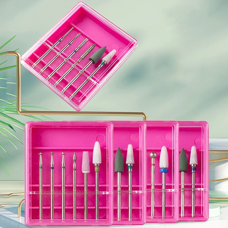 6pcs/box  Head Electric Manicure Set Nail Art Tools Quartz Diamond Sand Nail Files Drill Cuticle Polishing Bit Nail Grinding