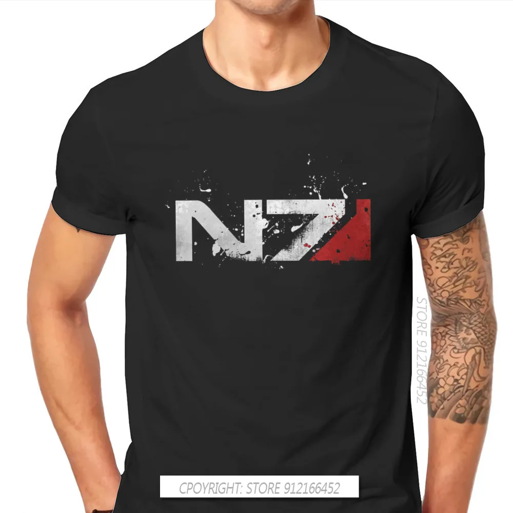 Mass Effect Game Distressed N7 T Shirt Classic Alternative High Quality Tshirt Big Size O-Neck Men Tshirts 100% Cotton Tops Tees