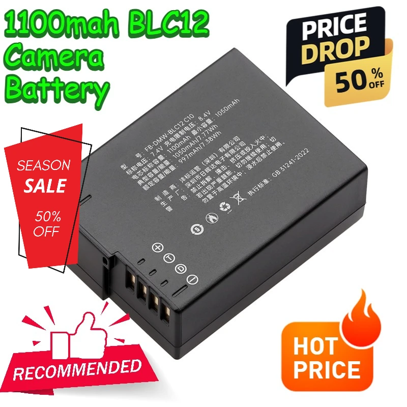 

1100mah BLC12 Camera Battery for Leica Q GH2 FZ2500 GX8 Sigma FP G85 DC12 Battery