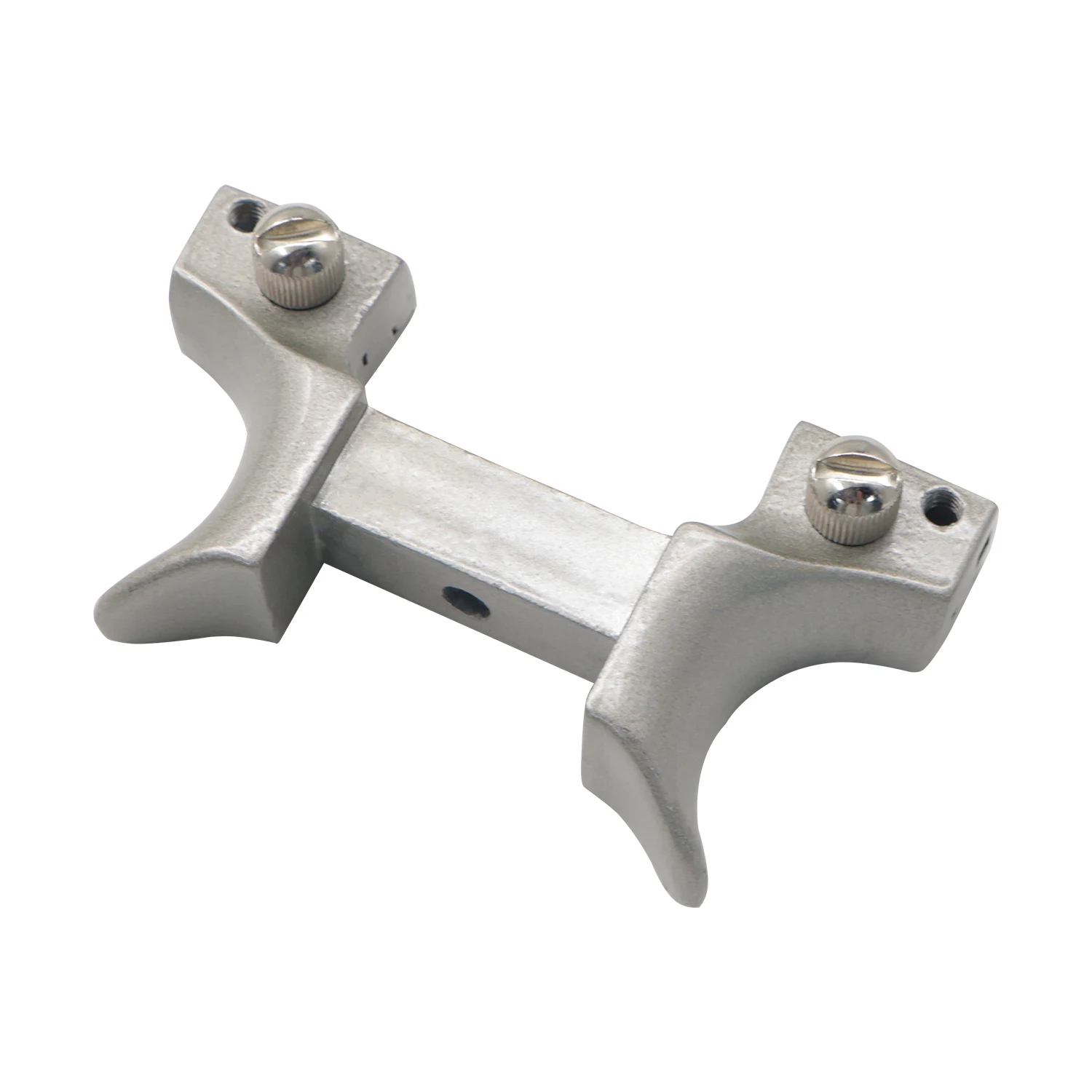 Matte Alloy Y-Shaped Slingshot Head with Single Screw on Each Side & Center Slot for DIY Outdoor Practice