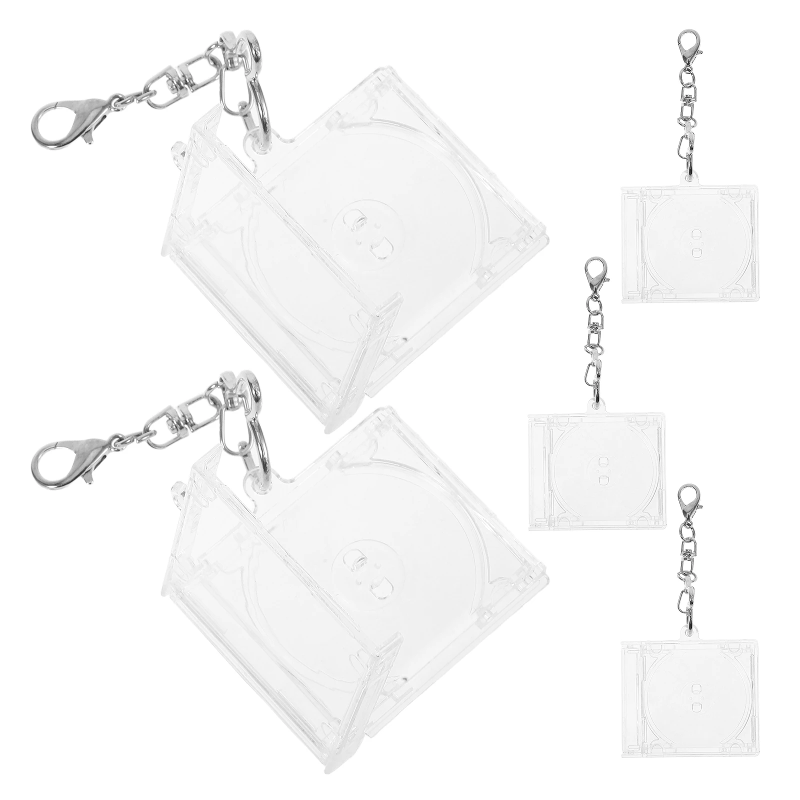 

5 Pcs Mini Album Shell Cd Key Charms Covers Keychain Holder Acrylic Cases Backpack Pendant Blank Disc