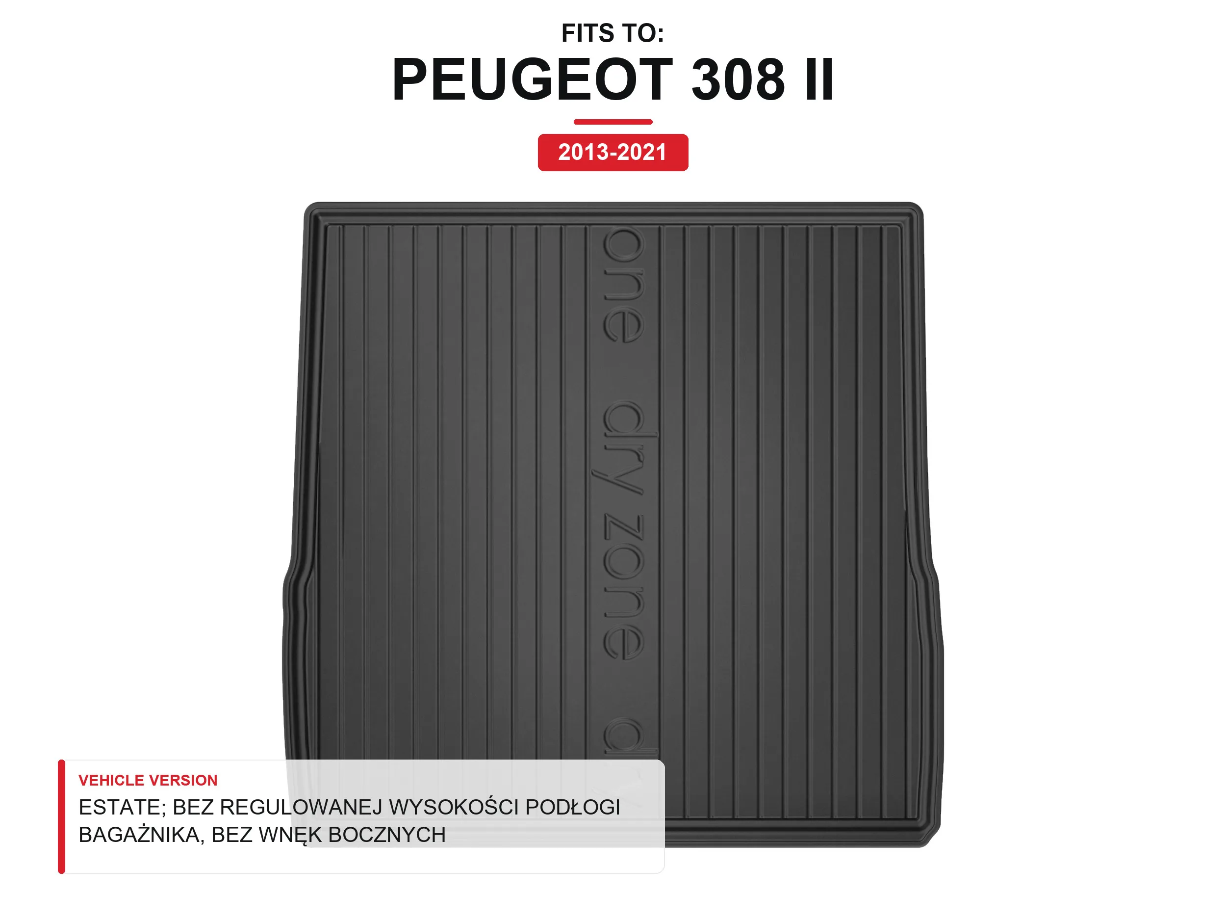 Tpe Dryzone kofferbakmat voor: Peugeot 308 Ii 2013-2021 Station Wagon