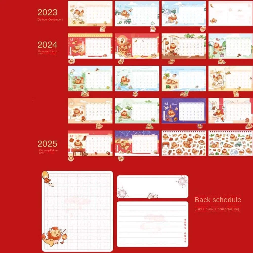 Chinese Stijl 2024 Kalender Chinese Draak Nieuwjaar Desktop Kalenderschema Planner Jaarlijkse Agenda Staande Flip Kalender