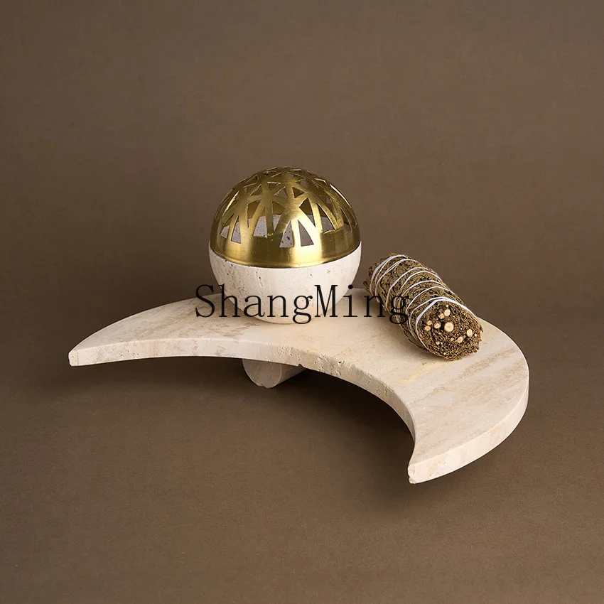 SM natural yellow travertine ins wind meal tray wabi wind plate entrance ornament