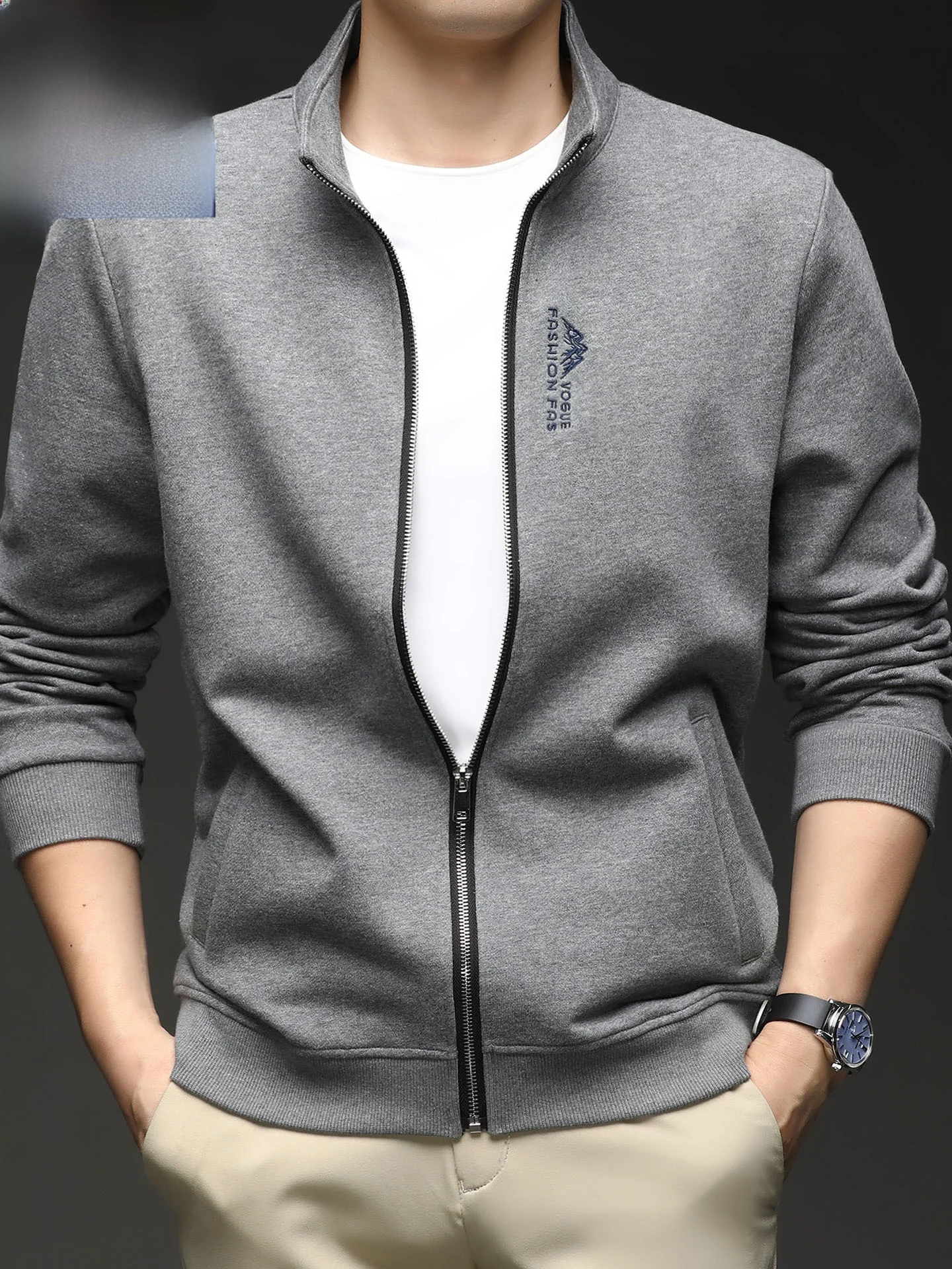 

TUCANO Men's Loose Fit Cotton Zipper Hoodie Sweatirt Stand Collar Sportswear Casual Sle Antifurrow Daily Wear