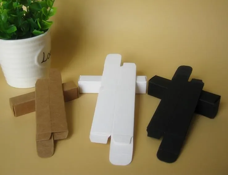50pcs/lot 3*3*12cm Blank White Black kraft Paper Box DIY Lipstick Perfume Essential Oil Bottle Storage Boxe valve tubes