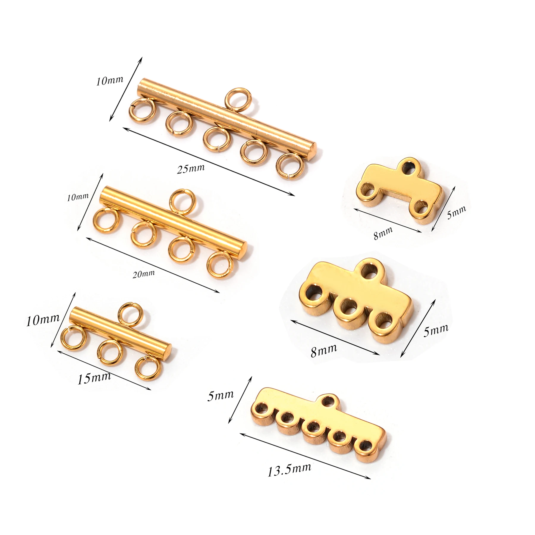 20 Stück/Set Edelstahl-Kettenverschlüsse mit 5 Schlaufen für Halsketten, Armbänder, Ohrringe, Ketten und DIY-Schmuckherstellung – Detail 1