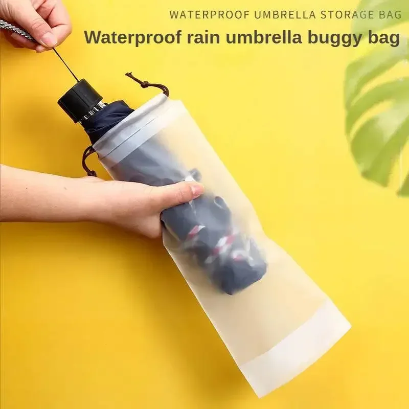 

3pcs Beam Mouth Waterproof Umbrella Storage Bag Plastic Bag Drawstring Bag Translucent Bag Out Storage Vehicle-mounted Wet Bag
