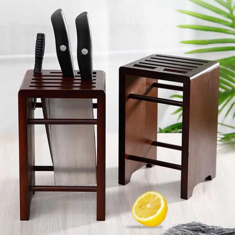Knife Holder Ventilation Mold Proof Solid Wood Household Storage Rack Table Countertop Knife Holder Kitchen Knife Holder ZI230