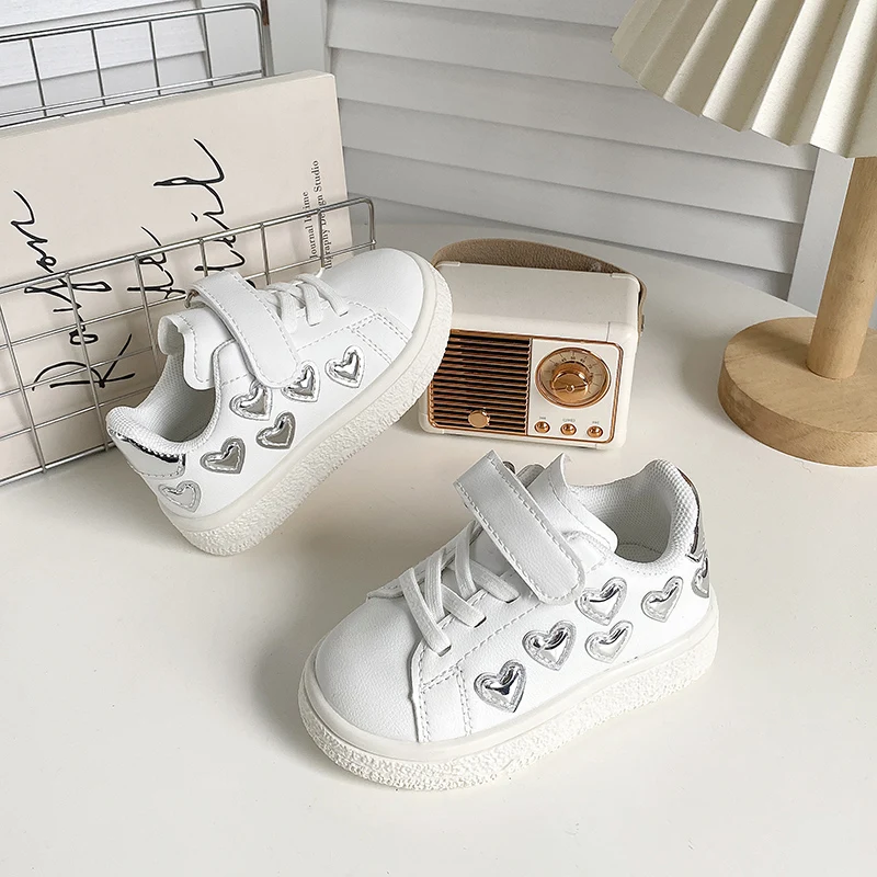 

Girls' Sports Shoes 2025 Spring/Autumn New Love Pattern Kid's Casual Shoes Comfortable Versatile Children's Shoes 21-31