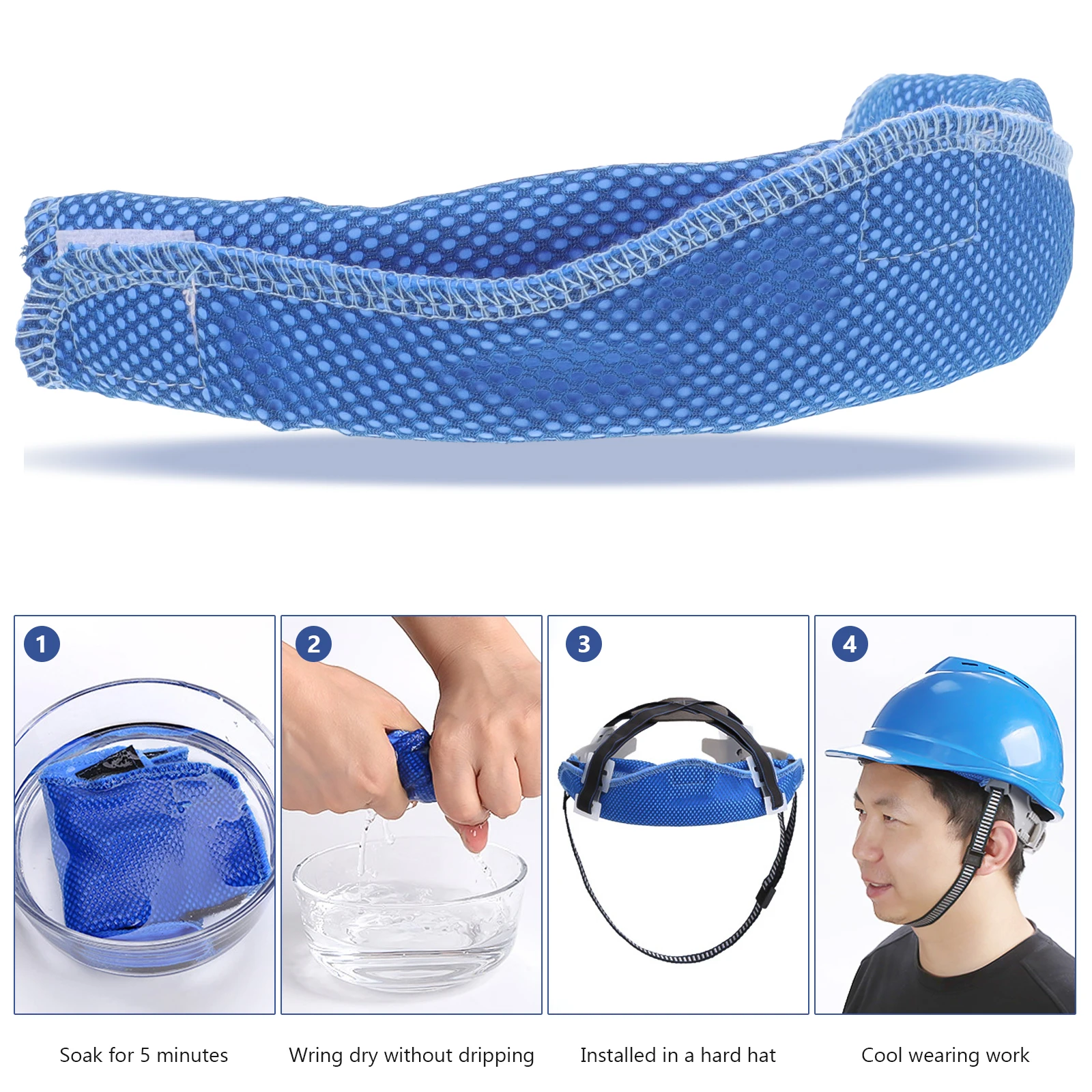 

Sweat Band Hard Hat Sweatband Bands for Hardhats Blue Pva Cold Feeling Fabric Child