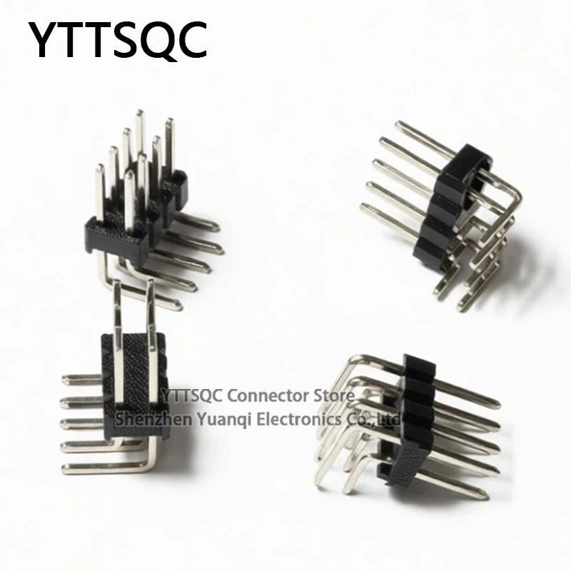 2.54mm Right Angle 2*3/4/5/6/8/10/40P Double Row R1 B6mm 0.1" Gold High Temp Reflow Male Brass Pin Header Strip PCB RA Connector