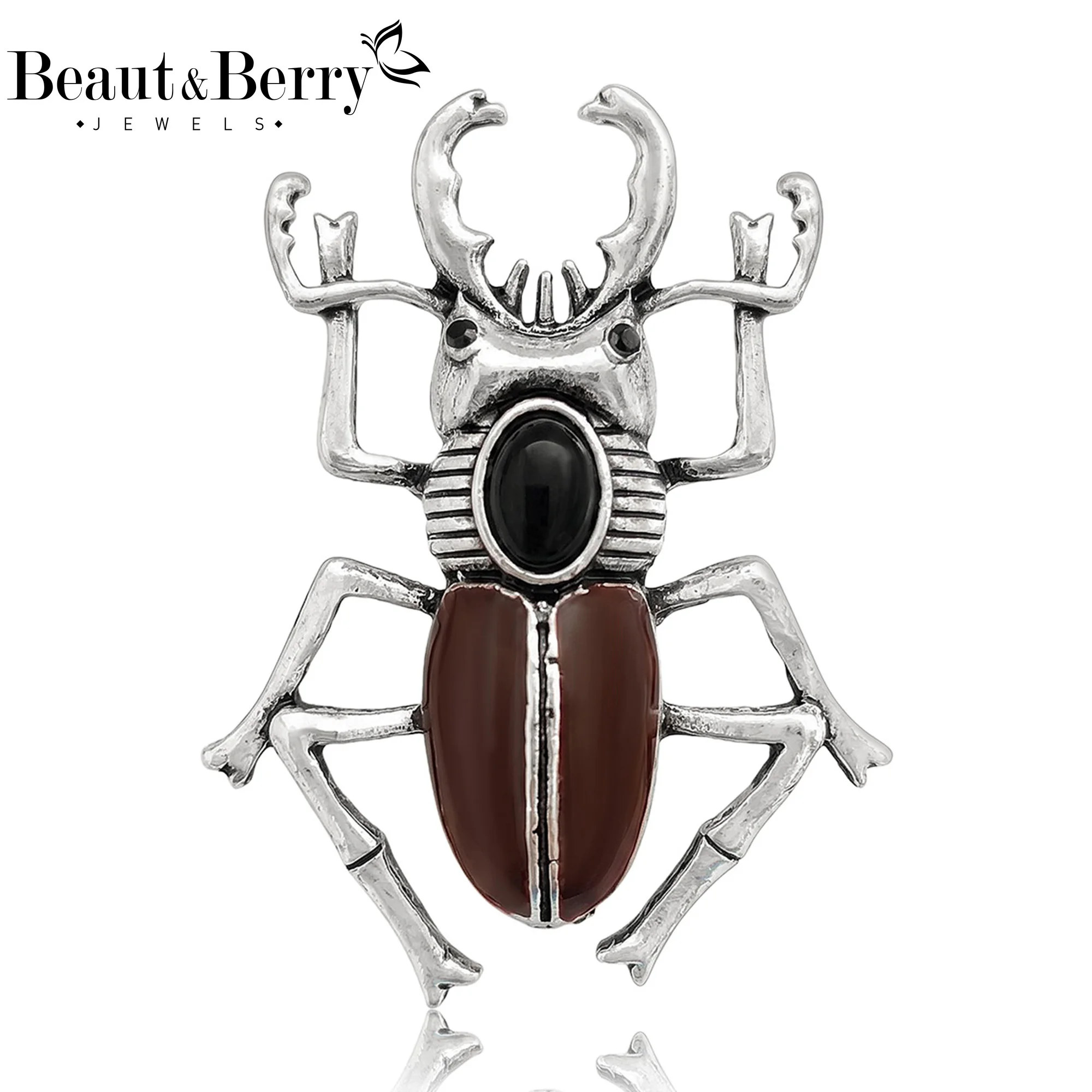 Beaut&Berry Classic Enamel Beetle Brooches for Women Unisex Insect Pins Casual Party Jewelry Accessories Gifts Decoration